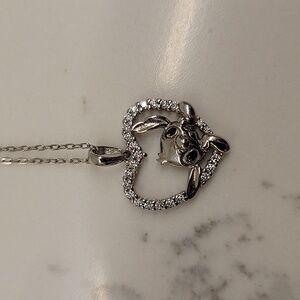 Stitch Heart Pendant On 925 Silver Chain Necklace
